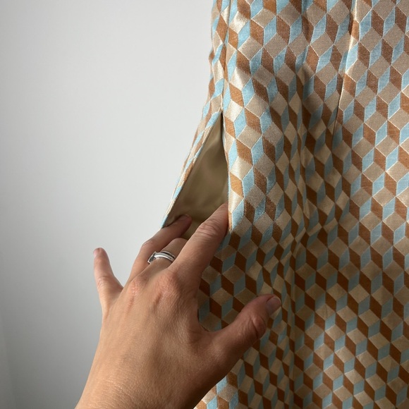 Tuckernuck NWT Ocean Spray Sleeveless Cheyenne Dress size XS tan/blue geo print - Picture 13 of 14